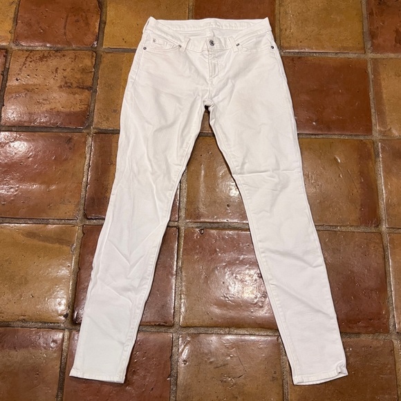 7 For All Mankind White The Skinny Jeans Size 28 Women’s - Picture 1 of 7